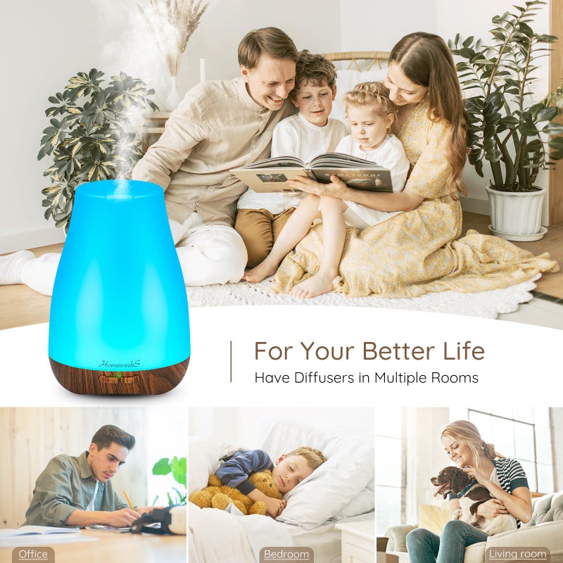 Homeweeks Aromatherapy Essential Oil Diffuser for Room: Air Humidifier Aroma Scent Cool Mist Diffusers Colorful Light Cute Mini Small Waterless Auto Off Ultrasonic for Home Bedroom - Image 2